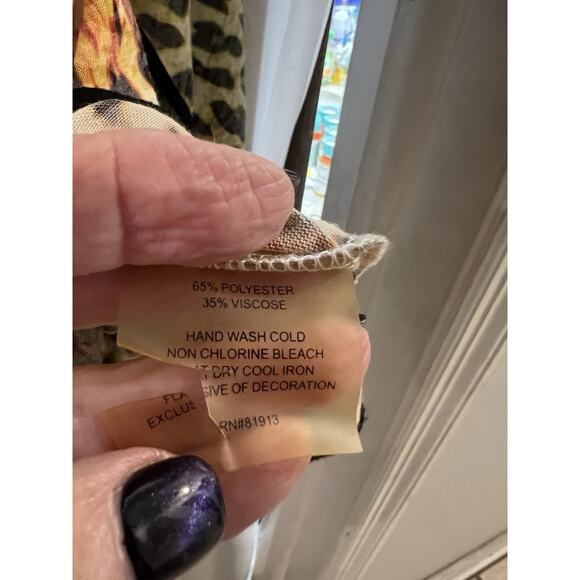 Robert Graham Yellow Black Orange Animal Print Tee Sz Xl - Picture 6 of 7